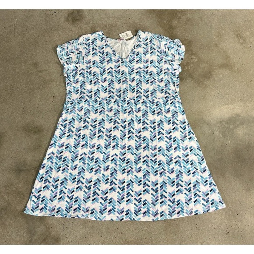 Fresh‎ Produce 2X Cotton Amelia Dress USA Maritime Mosaic Print